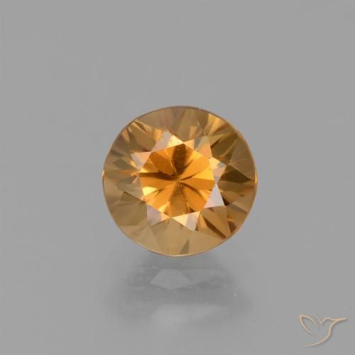 Zircão dourado natural 1,53ct, corte redondo, VVS