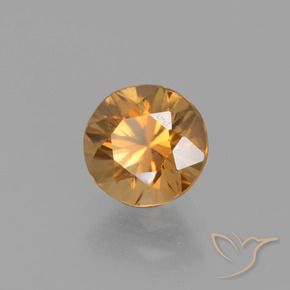 Zircão dourado natural 1,53ct, corte redondo, VVS
