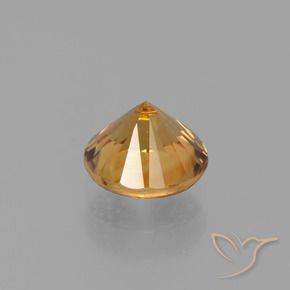 Zircão dourado natural 1,53ct, corte redondo, VVS