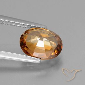 Zircão Laranja médio-escuro Natural 2.14ct, oval, VVS-VS