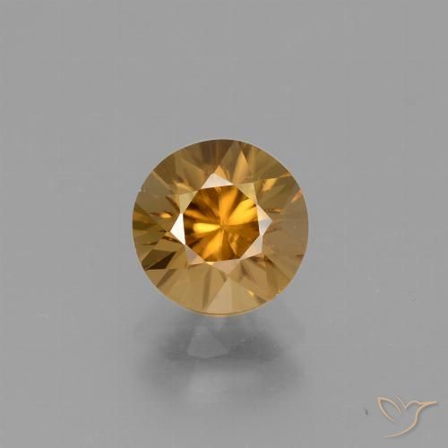 Zircão dourado natural 2,10ct, corte redondo, VVS