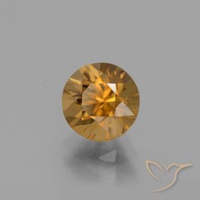 Zircão dourado natural 2,10ct, corte redondo, VVS