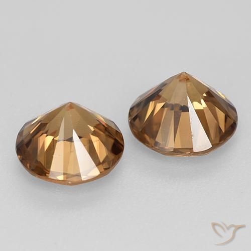 Pedras preciosas de Zircão Laranja Médio natural de 3.89 ct, Redondo, VS