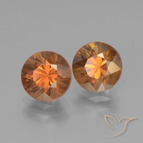 Pedras preciosas de Zircão Laranja amarelado natural de 3.94 ct, Redondo, VVS-VS