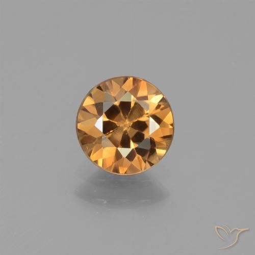 Zircão ouro médio Natural 1.71ct, Corte Redondo, VS