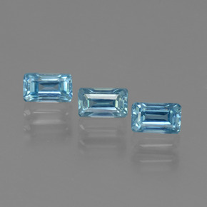 Pedras preciosas de zircão azul natural de 1,28 ct, corte esmeralda, VS
