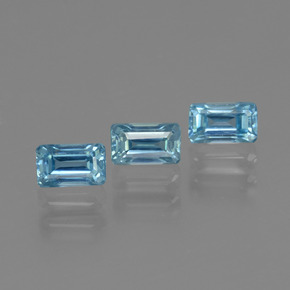 Pedras preciosas de zircão azul natural de 1,28 ct, corte esmeralda, VS