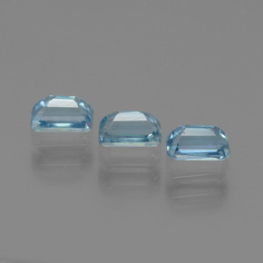 Pedras preciosas de zircão azul natural de 1,28 ct, corte esmeralda, VS