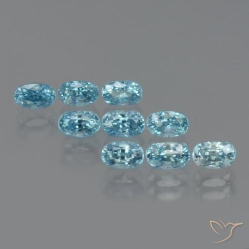 Pedras preciosas de Zircão Azul médio natural de 4.97 ct, oval, VS