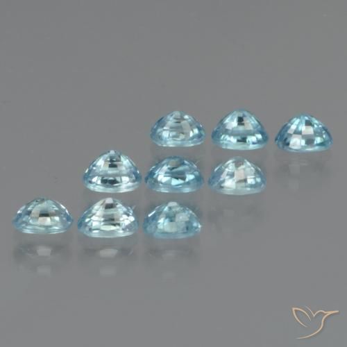 Pedras preciosas de Zircão Azul médio natural de 4.97 ct, oval, VS