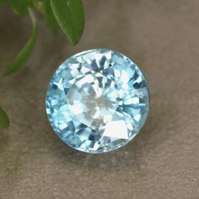 Zircão azul natural 3,94ct, corte redondo, VS