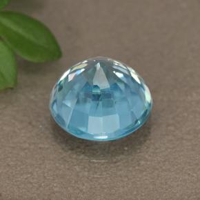 Zircão azul natural 3,94ct, corte redondo, VS