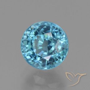 Zircão Azul Maya Profundo Natural 3.32ct, Redondo, VVS-VS