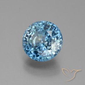 Zircão Azul Natural 3.75ct, Redondo, VS