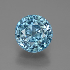 Zircão Azul Natural 5.13ct, Corte Redondo, VS
