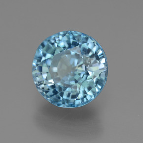 Zircão Azul Natural 5.13ct, Corte Redondo, VS