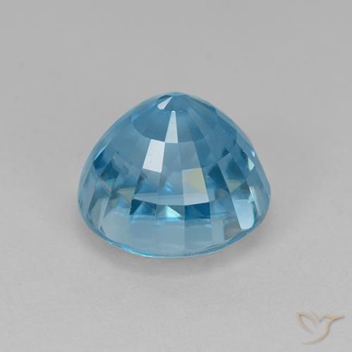 Zircão Azul-ciano Natural 5.62ct, Redondo, VVS
