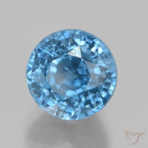 Zircão Azul Natural 5.72ct, Redondo, VVS