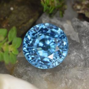 Zircão azul natural 5,01ct, corte redondo, VVS