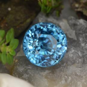 Zircão azul natural 5,01ct, corte redondo, VVS