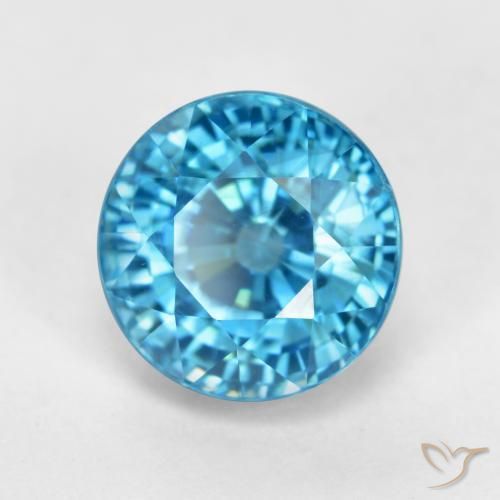 Zircão Azul Natural 5.73ct, Redondo, VVS-VS
