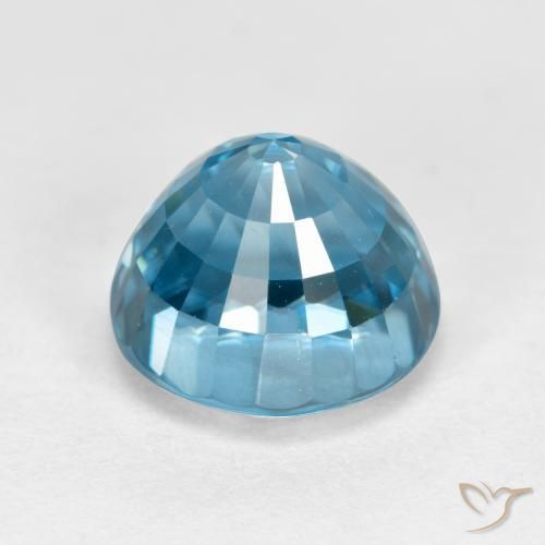 Zircão Azul Natural 5.73ct, Redondo, VVS-VS