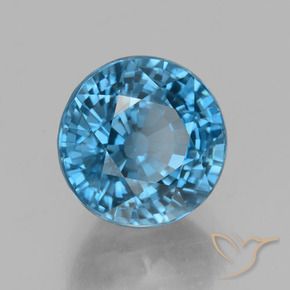 Zircão Azul Natural 4.68ct, Redondo, VVS