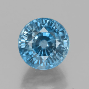 Zircão azul natural 4,43ct, corte redondo, VVS