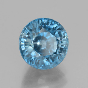 Zircão azul natural 4,43ct, corte redondo, VVS