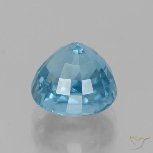 Zircão Azul médio Natural 4.84ct, Redondo, VVS