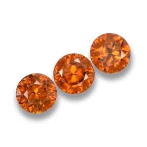 Pedras preciosas de Zircão Laranja natural de 1.73 ct, Corte Redondo, VVS-VS