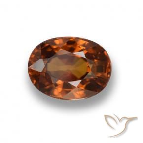 Zircão Laranja médio-escuro Natural 2.37ct, Corte Oval, VVS