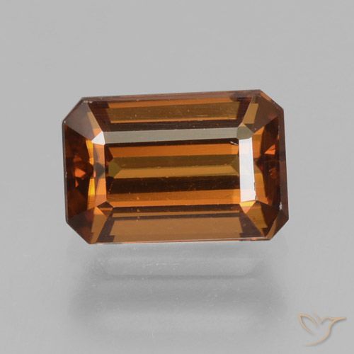 1.56ct Natural Laranja médio-escuro Zircão, Corte Esmeralda, VVS