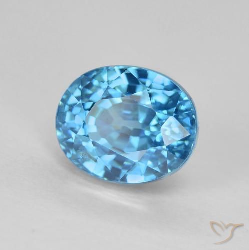 Zircão Azul Azul Natural 3.88ct, oval, VS