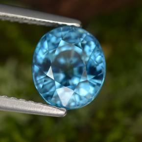 Zircão azul natural 3,49ct, corte oval, VS