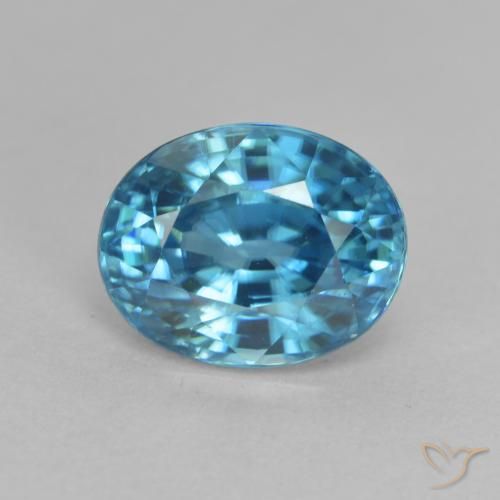 3.40ct Natural Azul Yale Zircão, oval, VVS