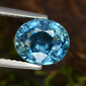 Zircão azul natural 3,43ct, corte oval, VVS
