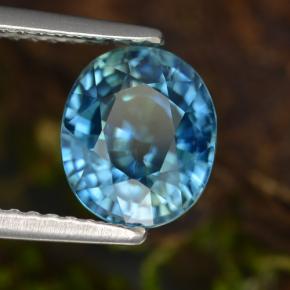 Zircão azul natural 3,43ct, corte oval, VVS