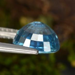 Zircão azul natural 3,43ct, corte oval, VVS