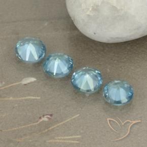 Pedras preciosas de Zircão Bebê azul natural de 1.94 ct, Redondo, VVS-VS