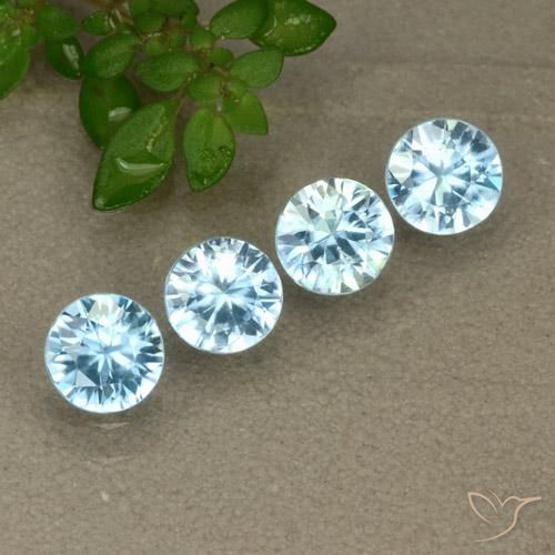 Pedras preciosas de Zircão Bebê azul natural de 2.05 ct, Redondo, VVS-VS