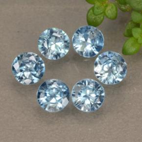 Pedras preciosas de zircão azul natural de 1,90 ct, corte redondo, VVS-VS