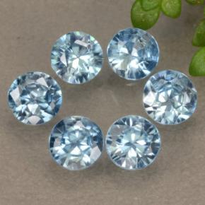 Pedras preciosas de zircão azul natural de 1,90 ct, corte redondo, VVS-VS