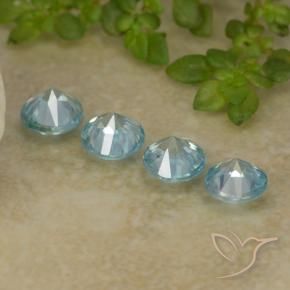 Pedras preciosas de Zircão Bebê azul natural de 1.96 ct, Redondo, VVS-VS
