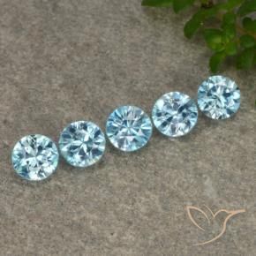 Pedras preciosas de Zircão Azul claro natural de 2.41 ct, Redondo, VVS-VS