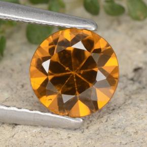 Zircão laranja natural 1,45ct, corte redondo, VVS-VS