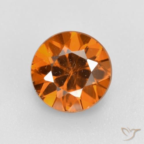 1.62ct Natural Laranja médio-escuro Zircão, Redondo, VVS-VS