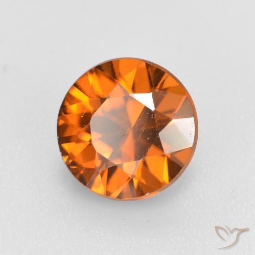 Zircão Laranja médio-escuro Natural 1.62ct, Redondo, VVS-VS