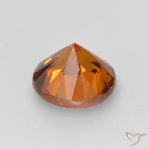Zircão Laranja médio-escuro Natural 1.62ct, Redondo, VVS-VS