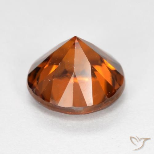 Zircão laranja avermelhado Natural 1.65ct, Redondo, VVS-VS